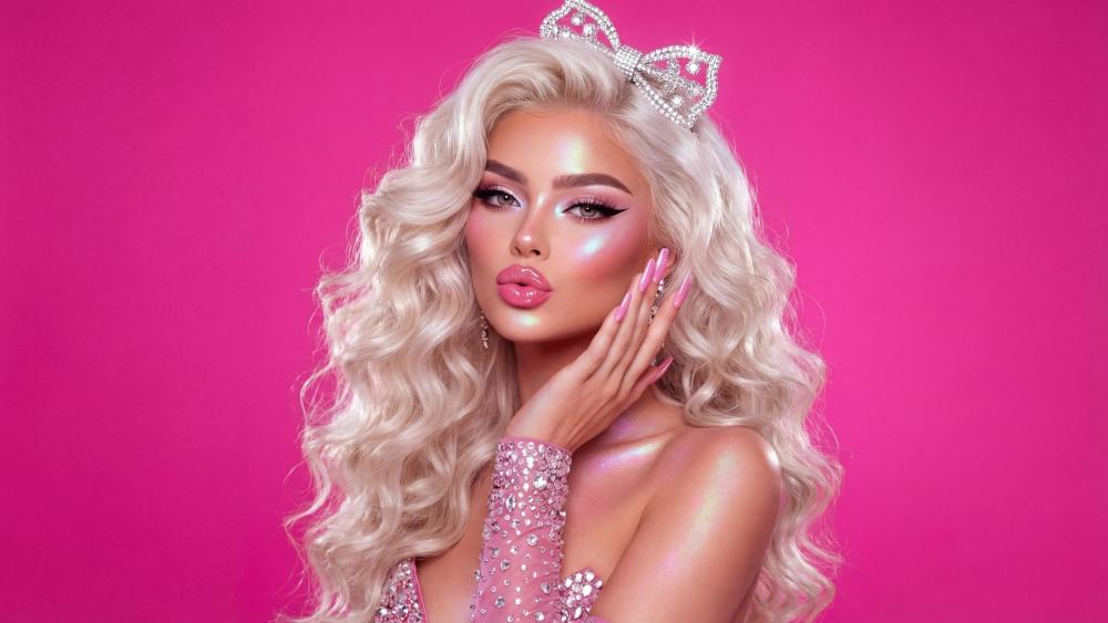 Glamorous Pink Blonde Portrait wallpaper