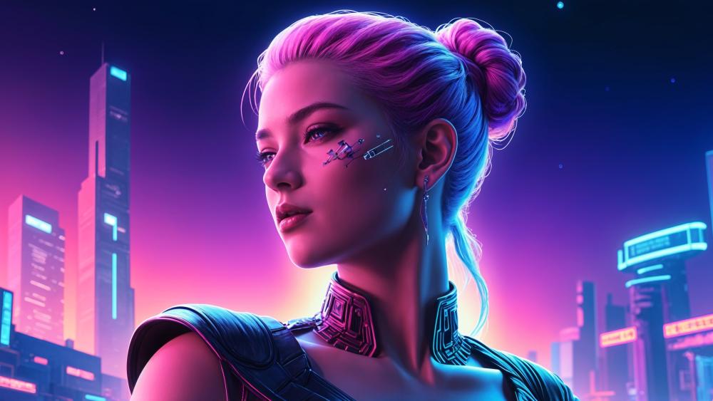 Neon Cyberpunk Dream Girl wallpaper