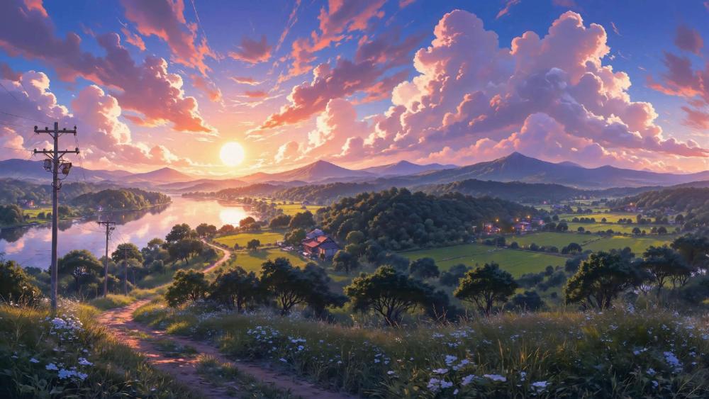 Golden Valley Sunset Dream wallpaper