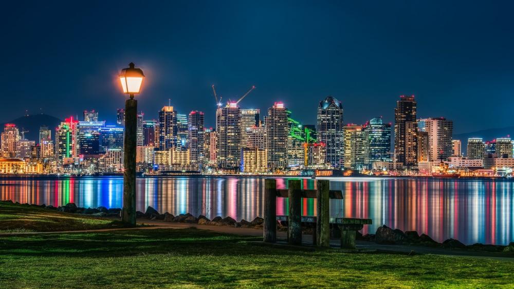 San Diego Skyline Glow at Waterfront Park wallpaper