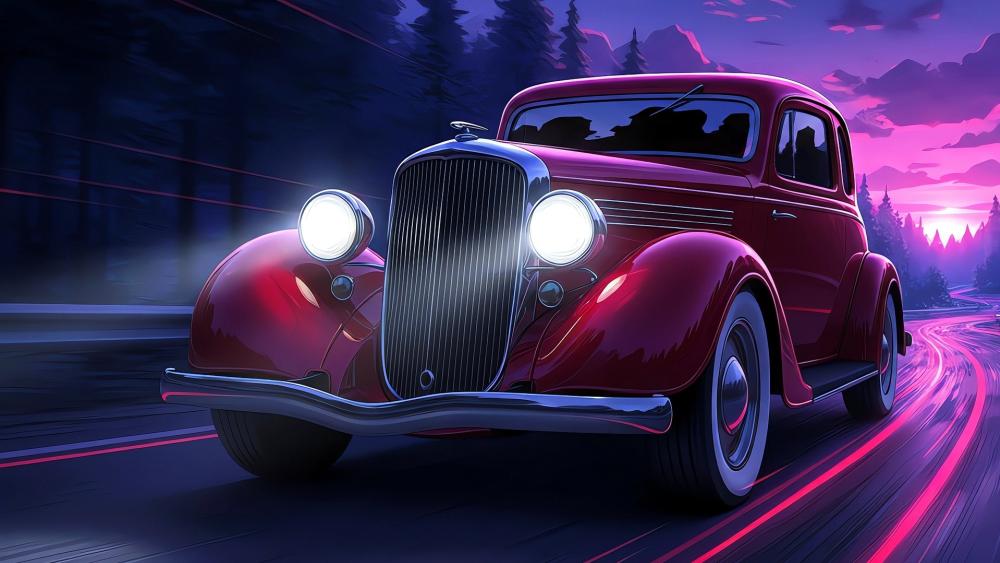 Neon Vintage Roadster wallpaper