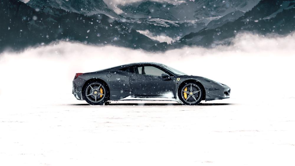 Ferrari 458 Italia in Snowy Alpine Silence wallpaper