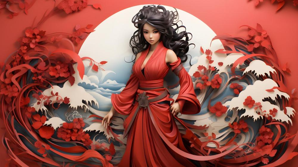 Crimson Lunar Elegance wallpaper