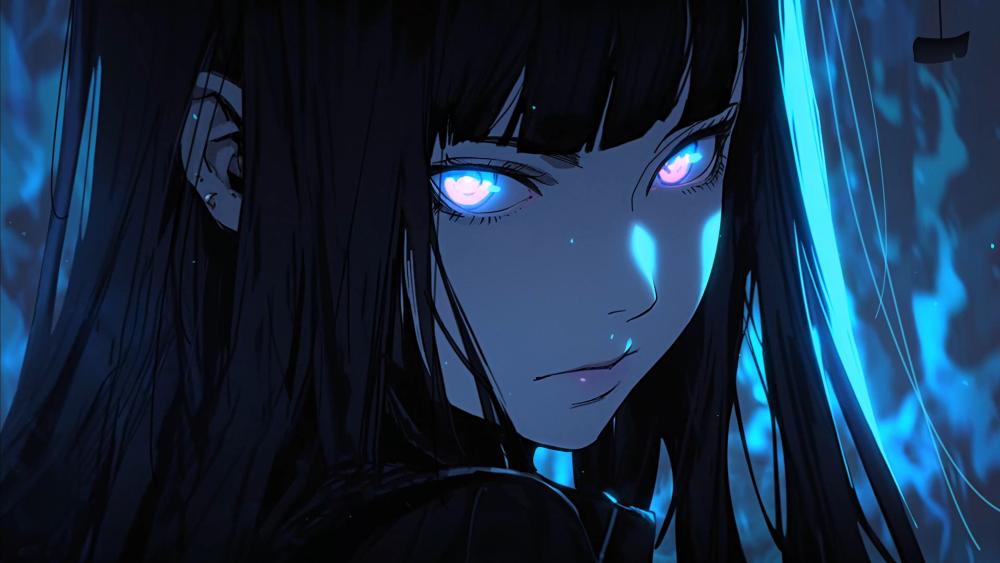 Ethereal Blue Eyed Shadow Girl wallpaper