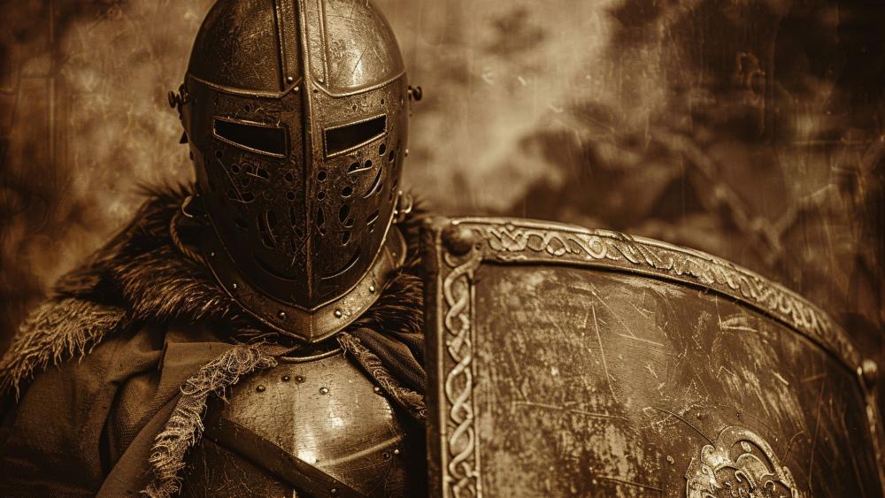 Sepia Medieval Knight Guardian wallpaper