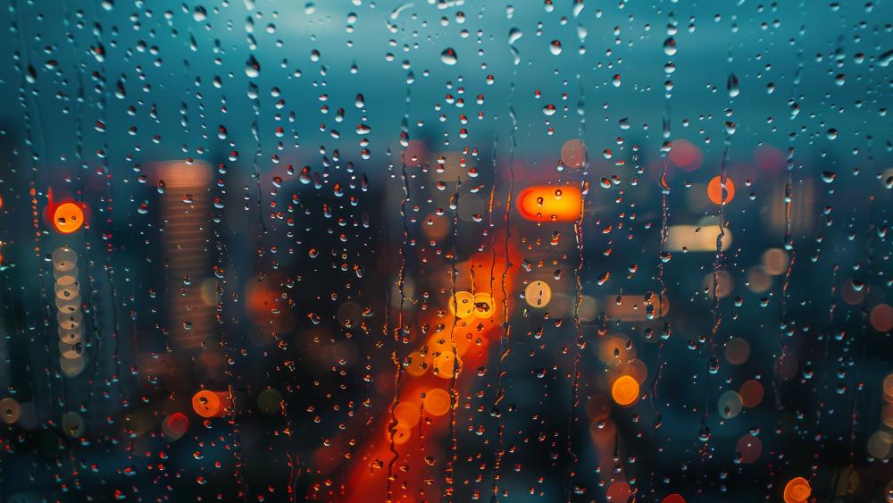 Rainlit City Blur wallpaper