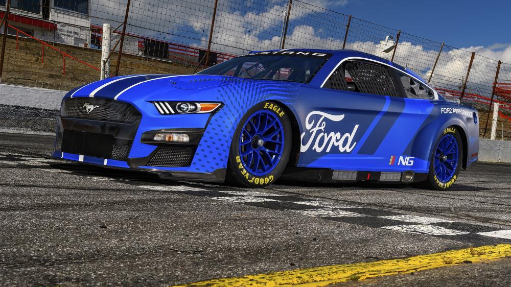 Blue Ford Mustang Racing Thrill wallpaper