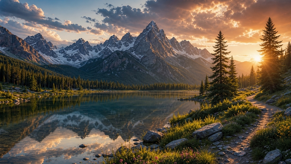 Alpine Sunset Mirror wallpaper