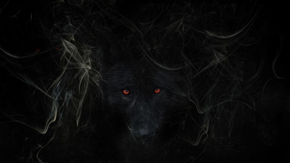 Shadow Wolf in the Void wallpaper