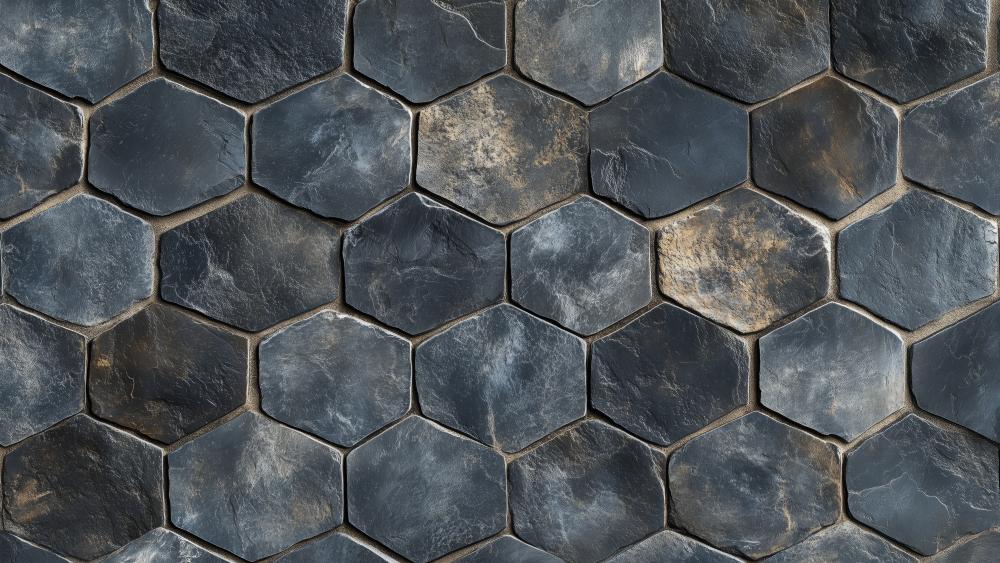 Dark Hexagonal Stone Mosaic wallpaper