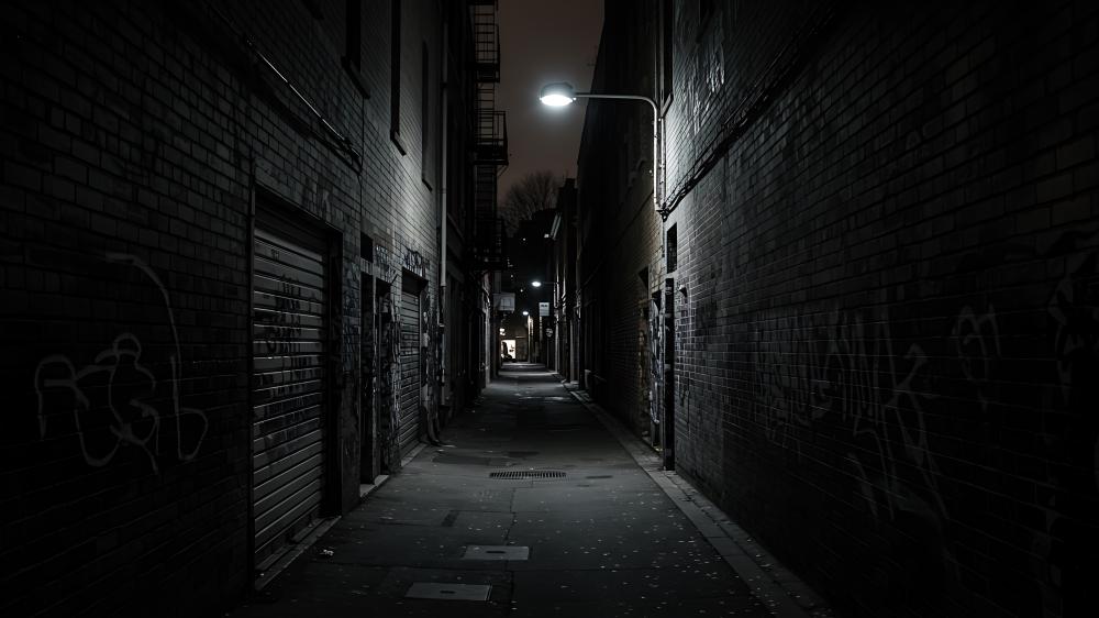Shadowed Urban Alleyway wallpaper