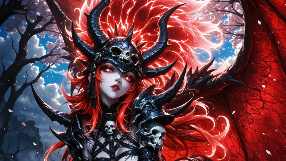 Crimson Horned Succubus Queen wallpaper