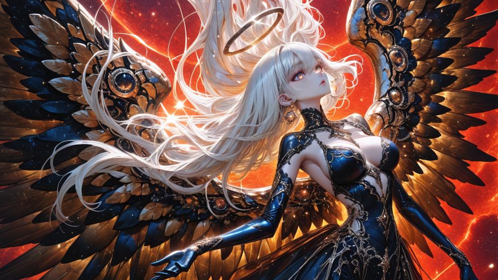 Celestial White Haired Angel wallpaper