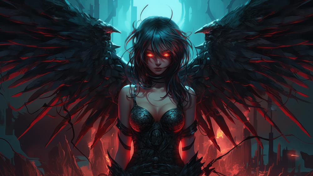 Fallen Angel of the Crimson Abyss wallpaper