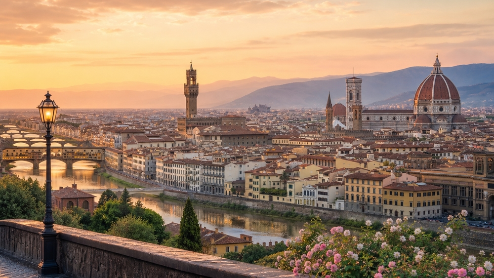 Sunset Over Florence and the Arno wallpaper