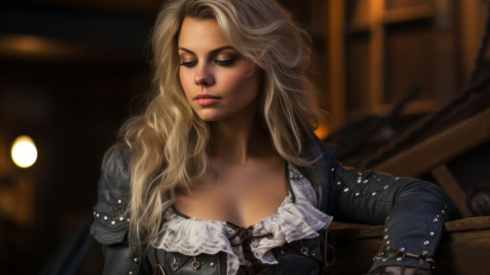 Elegant Blonde Portrait in Warm Light wallpaper