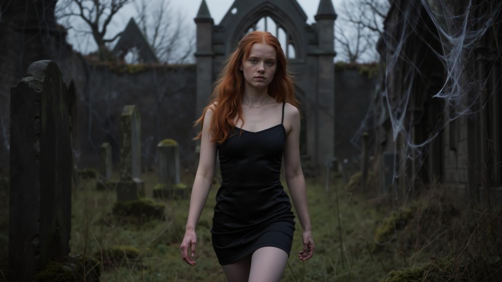 Gothic Wanderer in the Graveyard wallpaper