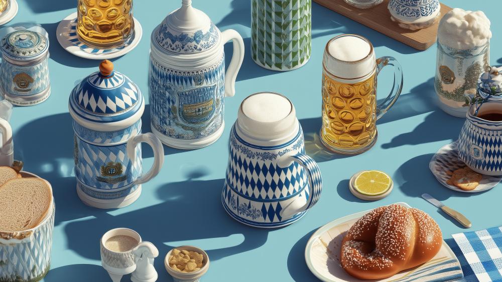 Bavarian Beer and Pretzel Tabletop wallpaper