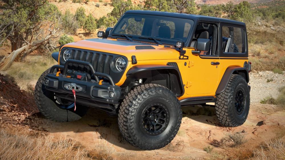 Orange Peelz Jeep Wrangler on Rugged Trail wallpaper