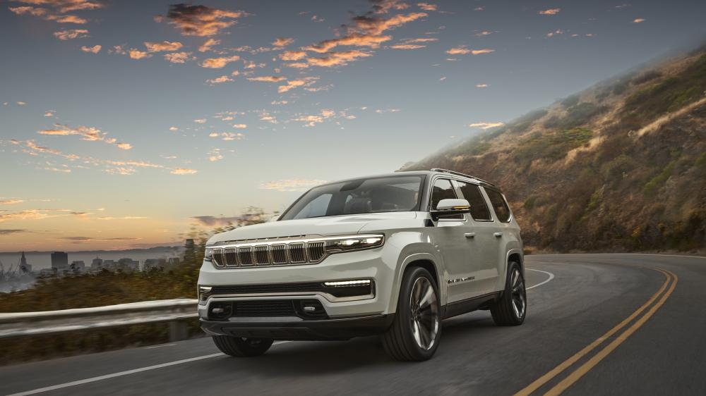 Jeep Grand Wagoneer Concept on Scenic Coastal Road wallpaper