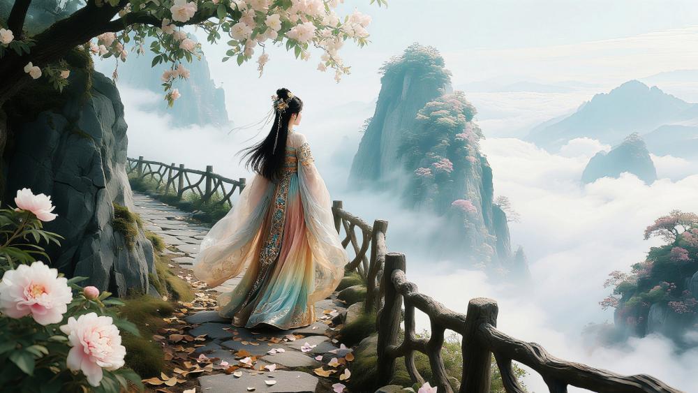 Mystic Blossom Pathway wallpaper