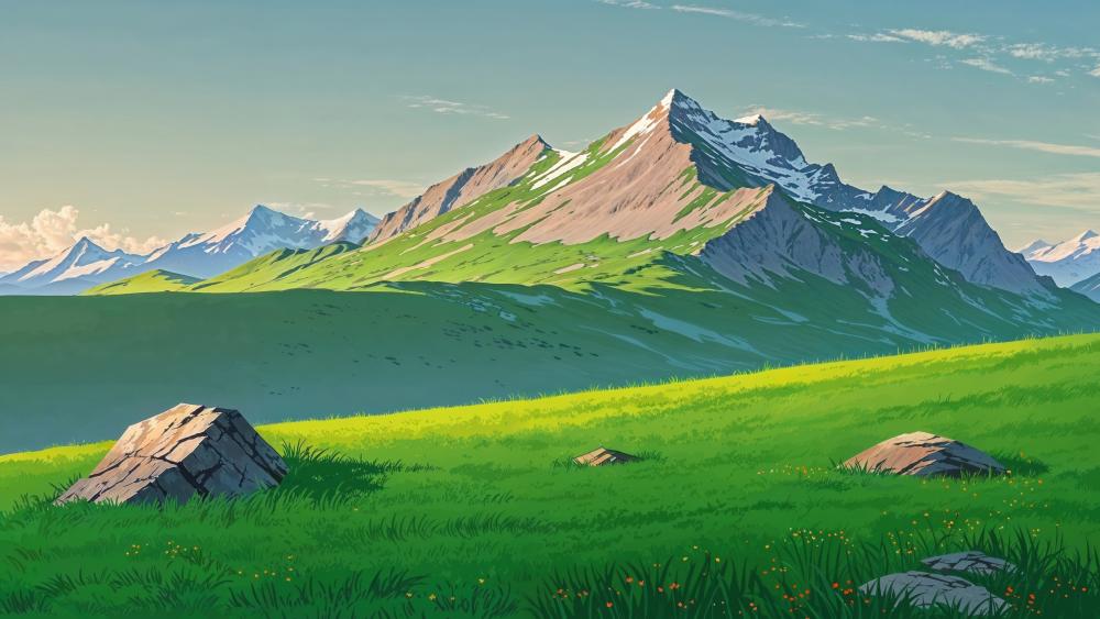 Serene Mountain Meadow Dream wallpaper
