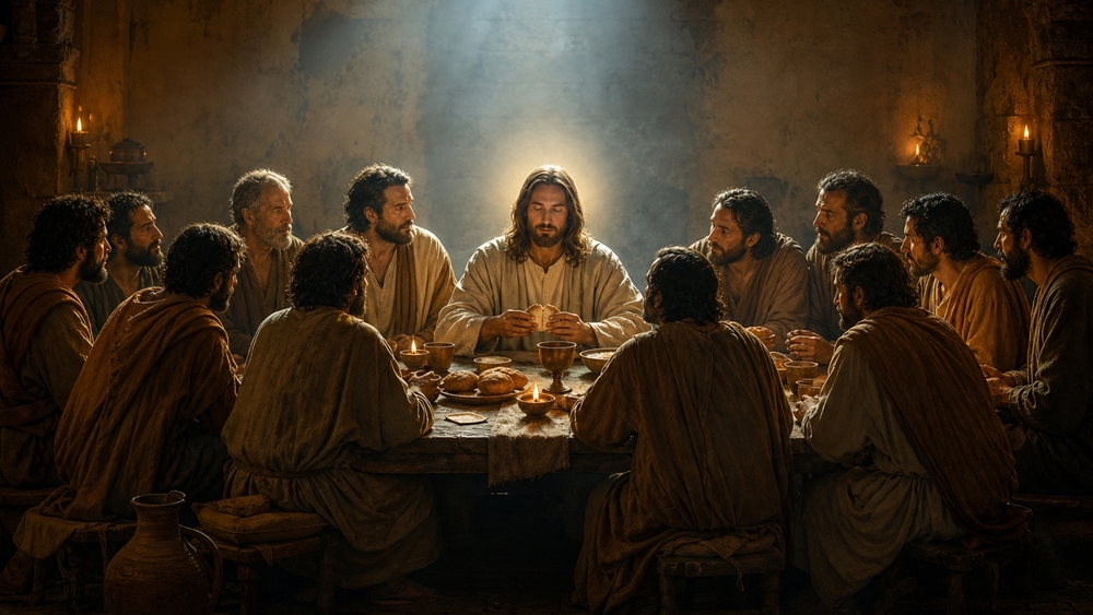 Sacred Candlelit Last Supper wallpaper