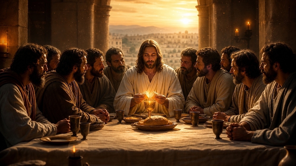 Sacred Last Supper at Candlelit Dawn wallpaper