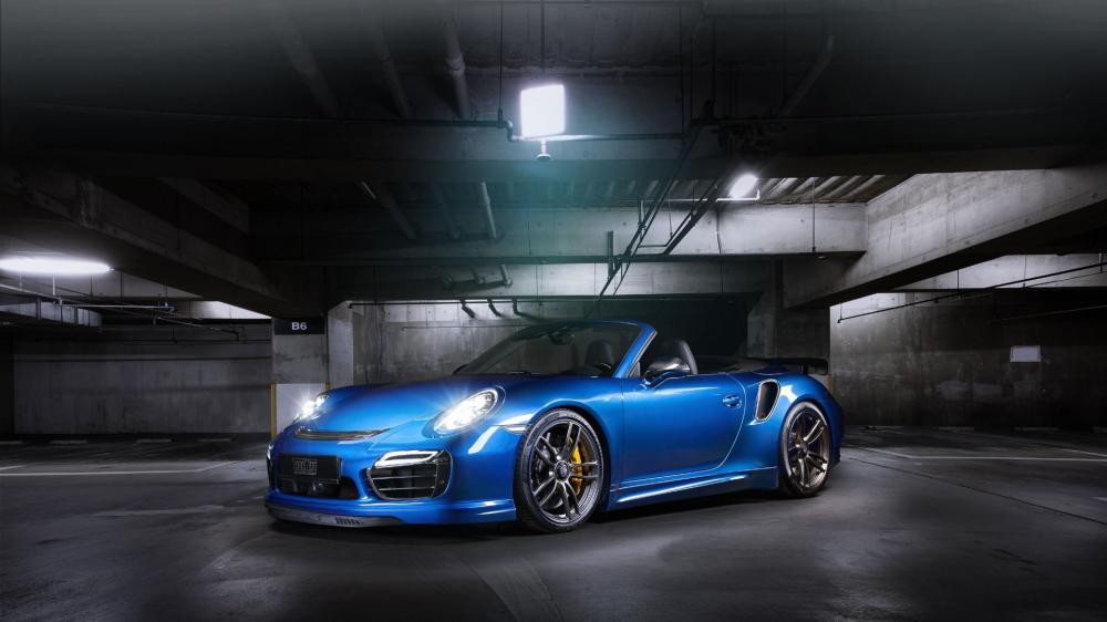 Blue Porsche 911 Turbo Under Garage Lights wallpaper