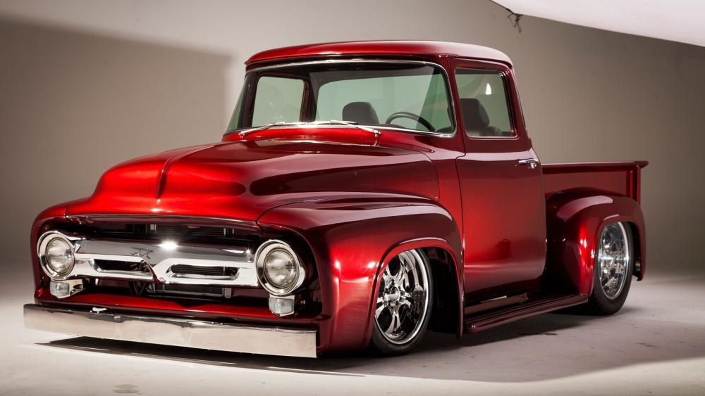 Classic Red Hot Rod Pickup wallpaper