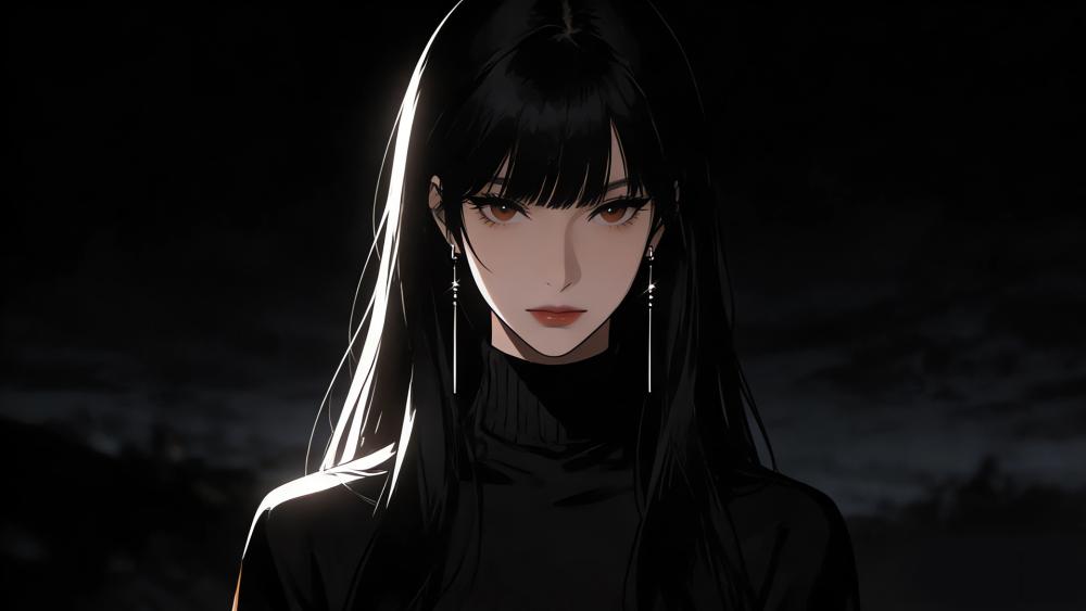 Midnight Gothic Anime Portrait wallpaper