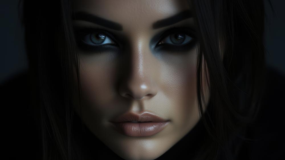 Mysterious Woman in Shadowy Close Up wallpaper