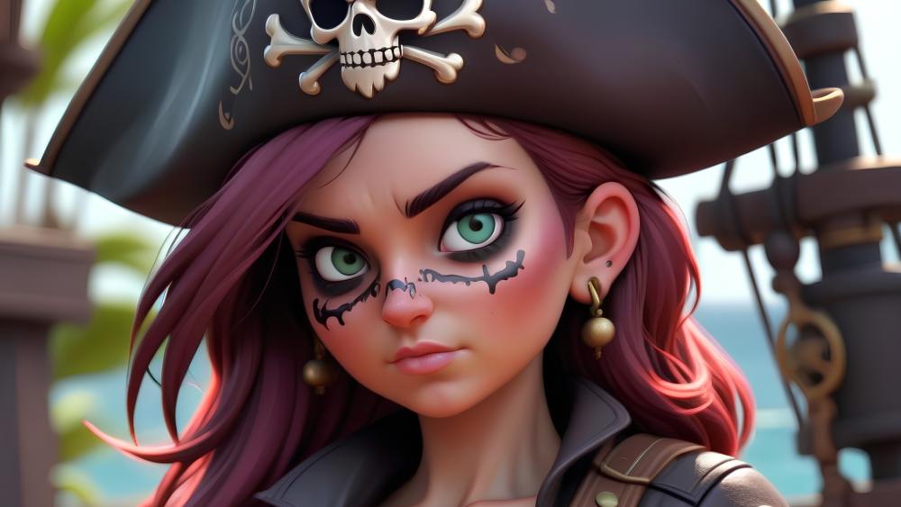 Bold Pirate Queen Under Stormy Skies wallpaper
