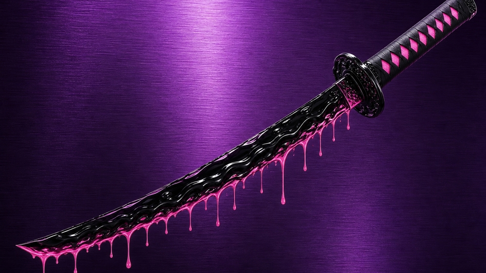 Neon Melting Katana wallpaper
