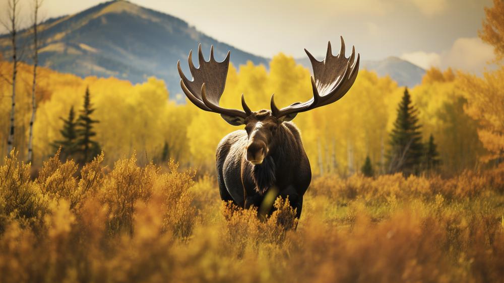 Majestic Moose in Golden Autumn Forest wallpaper