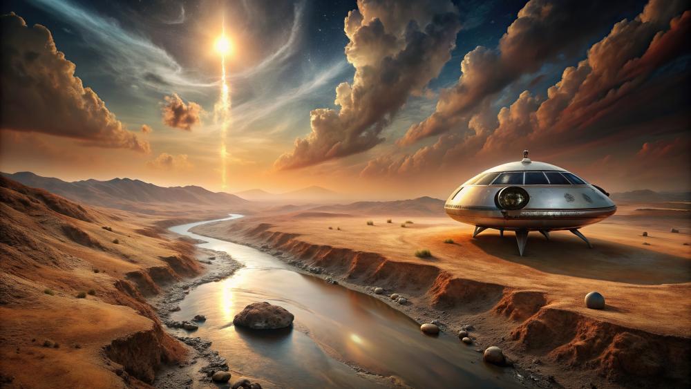 Alien Desert Dawn Voyage wallpaper