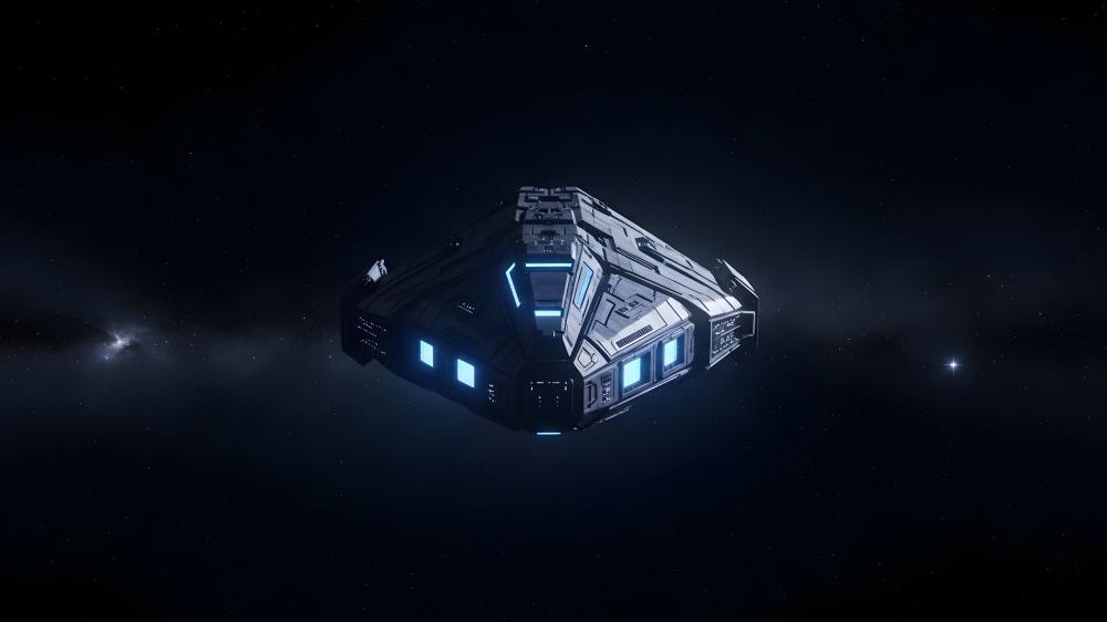 Silent Starship Drifting Beyond the Void wallpaper