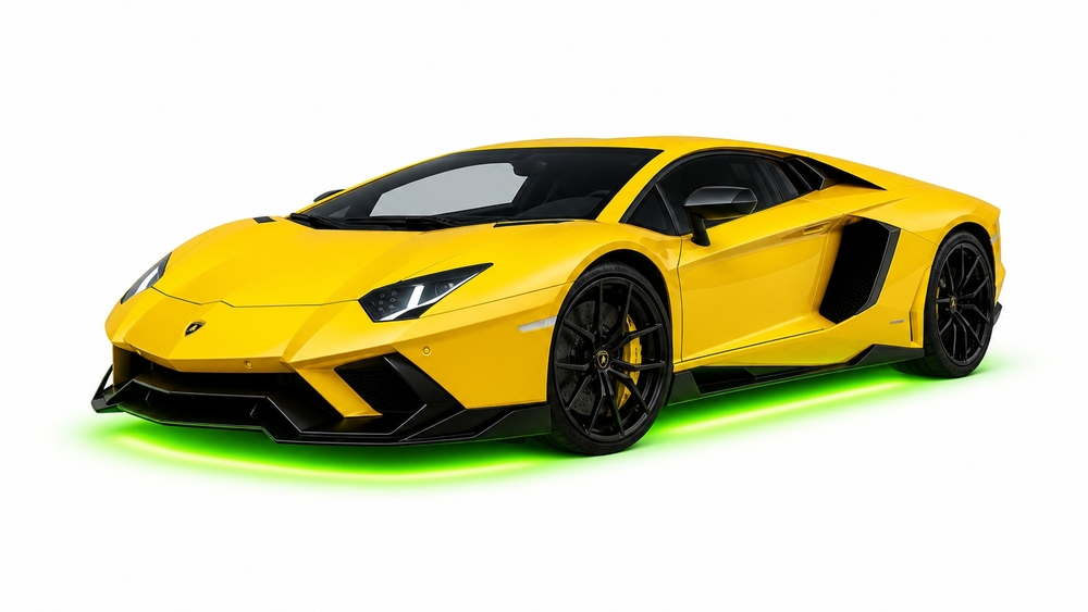 Neon Yellow Lamborghini on White wallpaper
