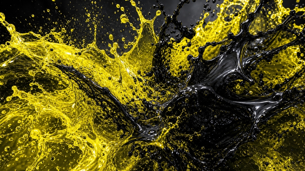 Radiant Black and Yellow Liquid Swirl wallpaper