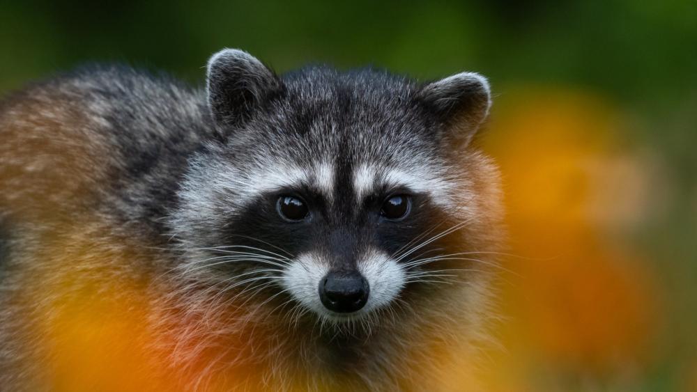 Curious Raccoon Portrait in Soft Forest Light wallpaper