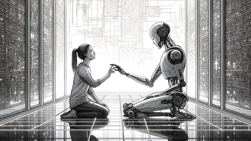 Silent Bond Between Human and Machine wallpaper
