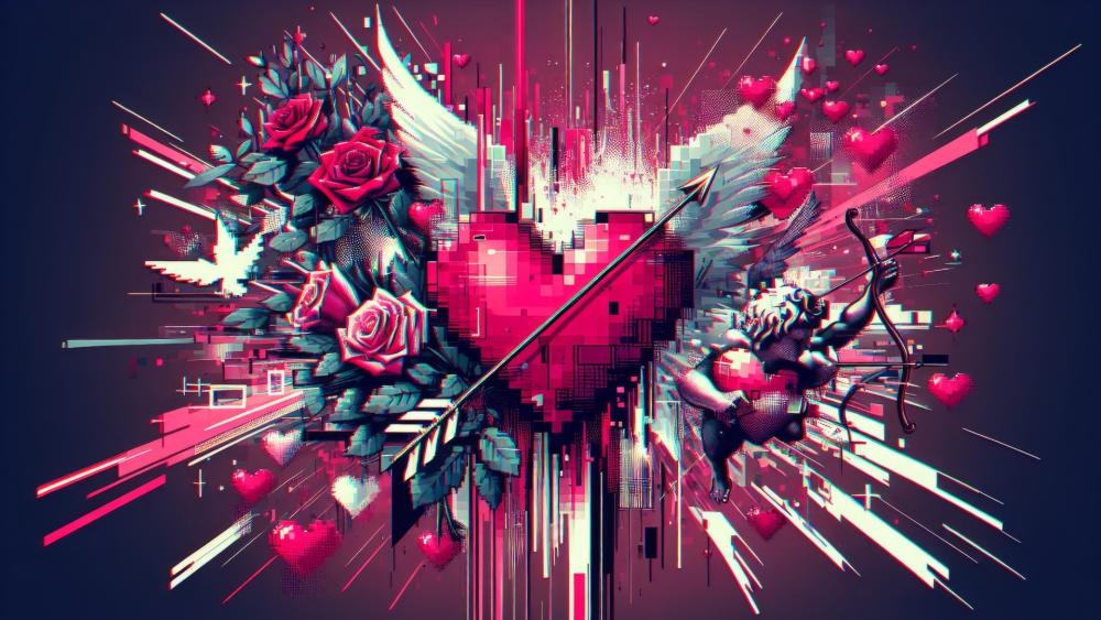 Happy Valentine's Day Dynamic Heart and Roses wallpaper