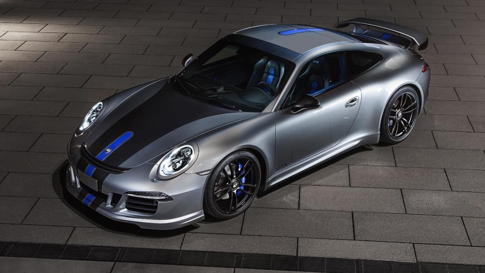 Silver Porsche 911 Carrera with Racing Accents wallpaper