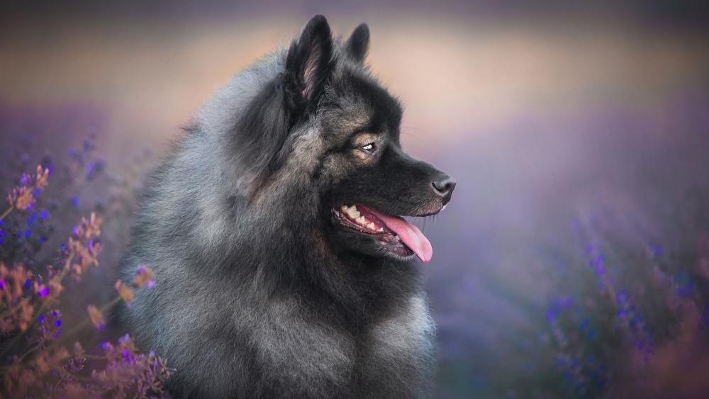 Majestic Dog in Lavender Mist wallpaper
