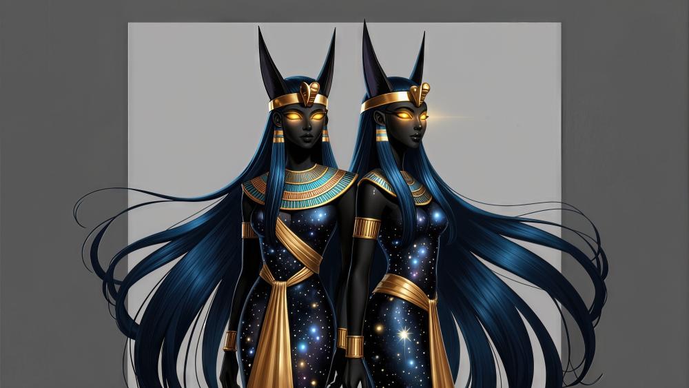 Celestial Egyptian Twin Goddesses wallpaper