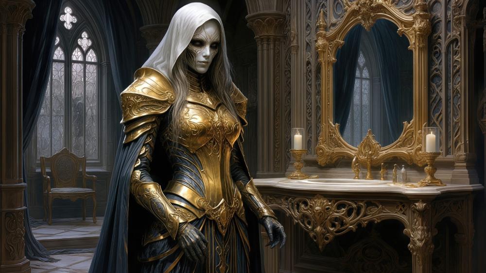 Gothic Dark Queen in Golden Hall wallpaper