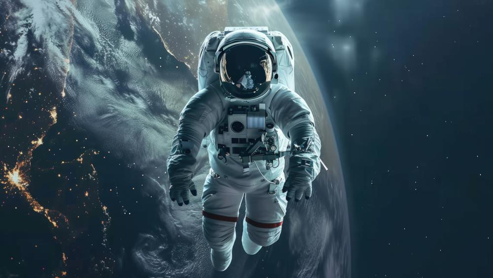 Astronaut Drifting Above Earth in Silent Orbit wallpaper