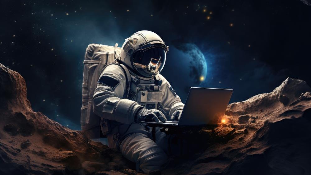 Cosmic Astronaut Working Beyond the Stars wallpaper