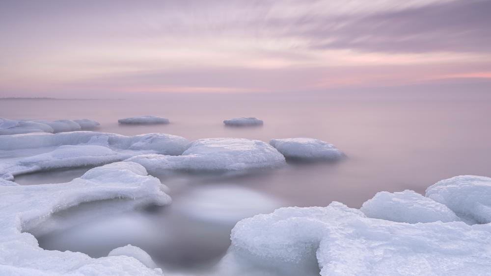 Pastel Frozen Sea at Varlaxudden wallpaper