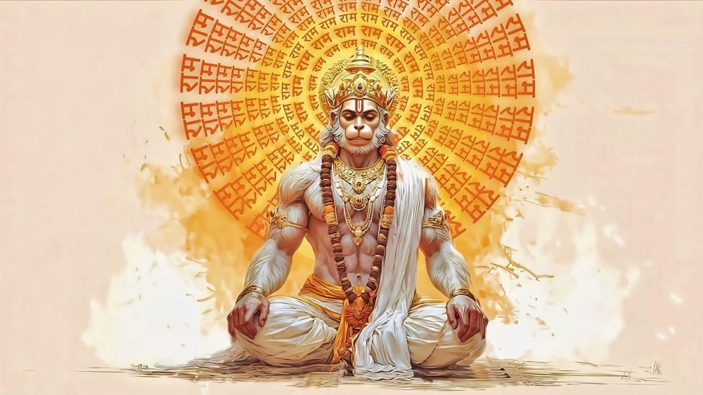 Divine Hanuman Meditation Glow wallpaper